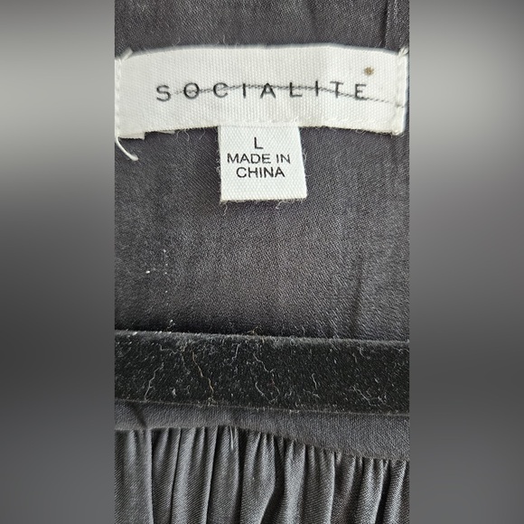 Socialite womens  Smocked Mini Dress, L, Black - Picture 5 of 5